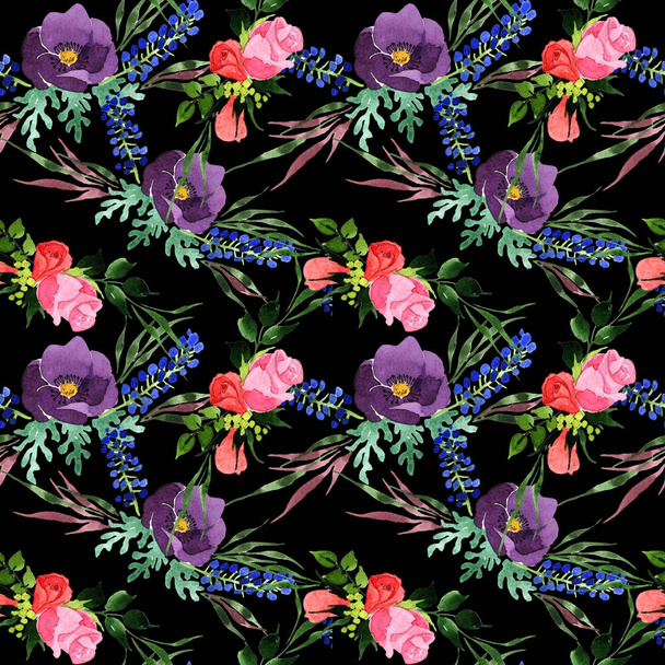 Bouquet flower pattern in a watercolor style. - Zdjęcie, obraz