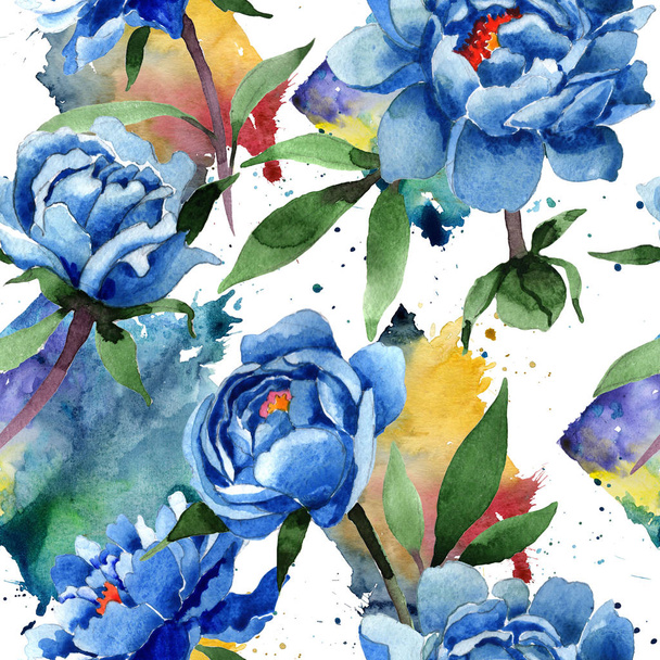 Wildflower peony flower pattern in a watercolor style. - Photo, Image
