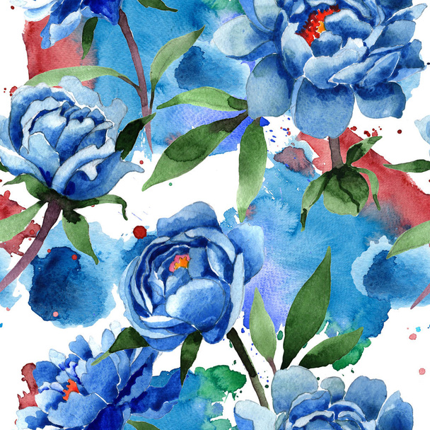Wildflower peony flower pattern in a watercolor style. - Zdjęcie, obraz