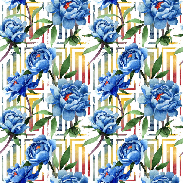 Wildflower peony flower pattern in a watercolor style. - Foto, imagen