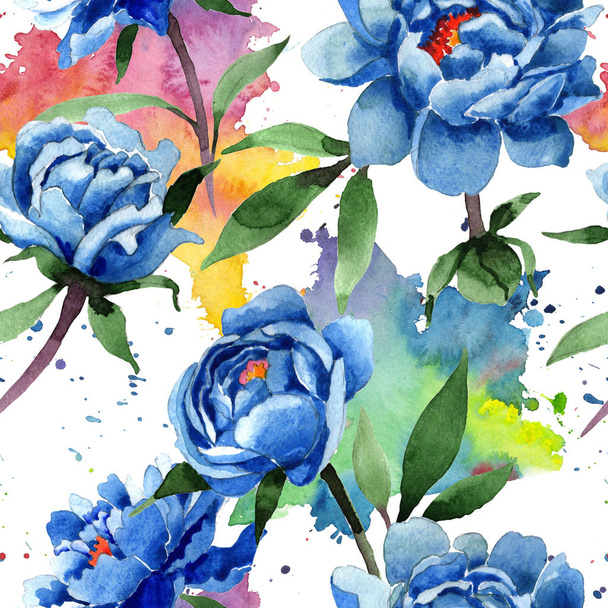Wildflower peony flower pattern in a watercolor style. - 写真・画像
