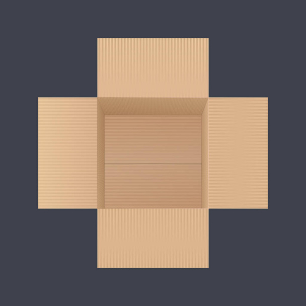 Open Cardboard. Top View - Vector, Image
