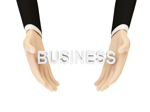 Word business in handen geïsoleerd op witte achtergrond - Foto, afbeelding
