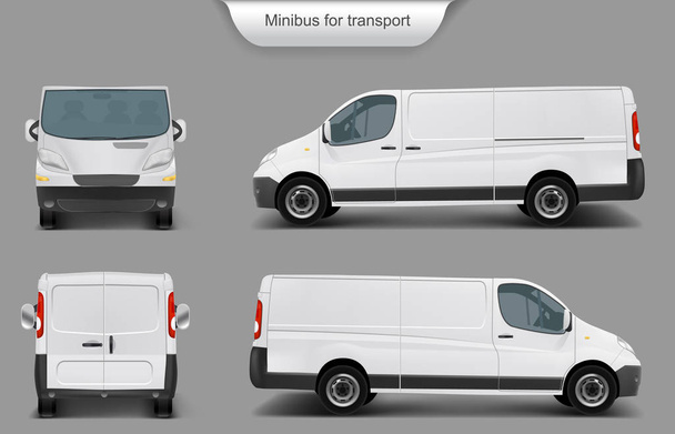 Minivan bianco anteriore, posteriore, vista laterale
 - Vettoriali, immagini