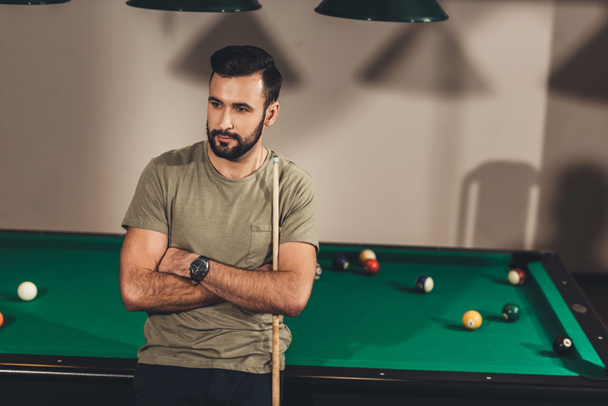 young handsome caucasian man beside billiard table - Photo, Image