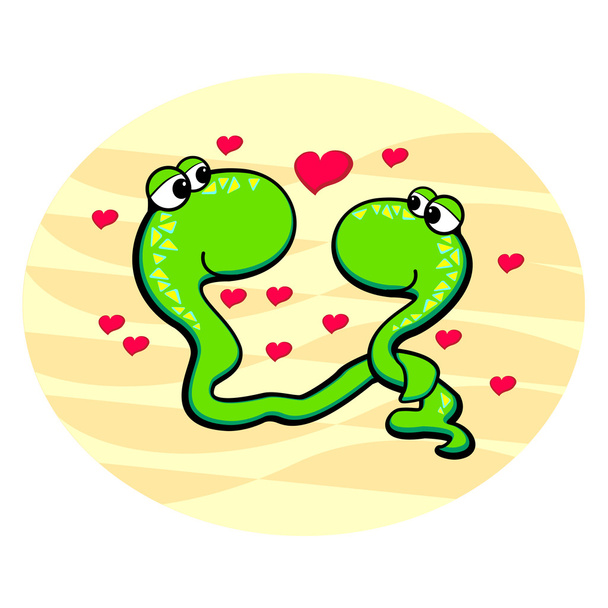 Snakes in love. Vector illustration. - Vector, Image