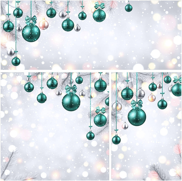 Nieuwjaar-achtergronden met kerstballen. - Vector, afbeelding