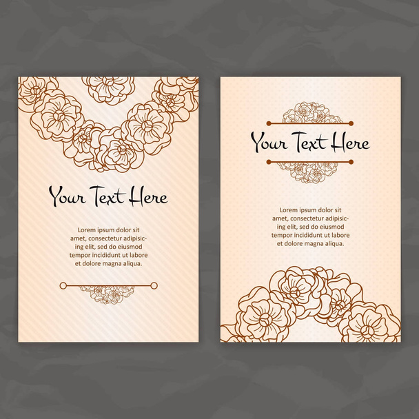 Set of vector design templates. Brochures in random flower style. Vintage frames and backgrounds. - Vektor, kép