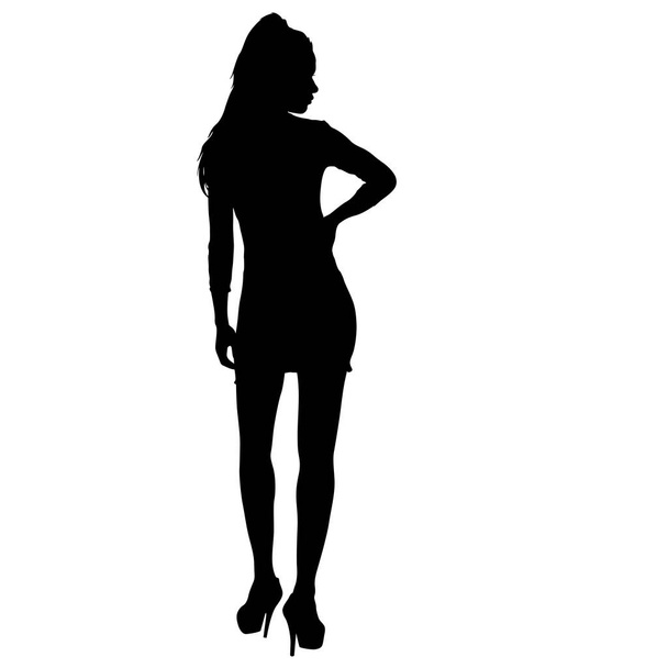 Silhouette nera di una bella ragazza su uno sfondo bianco
 - Vettoriali, immagini