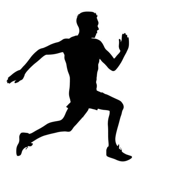 Schwarze Silhouetten Läufer sprinten Männer auf weißem Hintergrund - Vektor, Bild