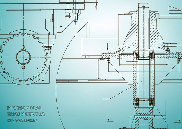 Blueprints. Engineering backgrounds. Mechanical engineering drawings. Cover. Banner. Technical Design. Light blue - Vector, Image