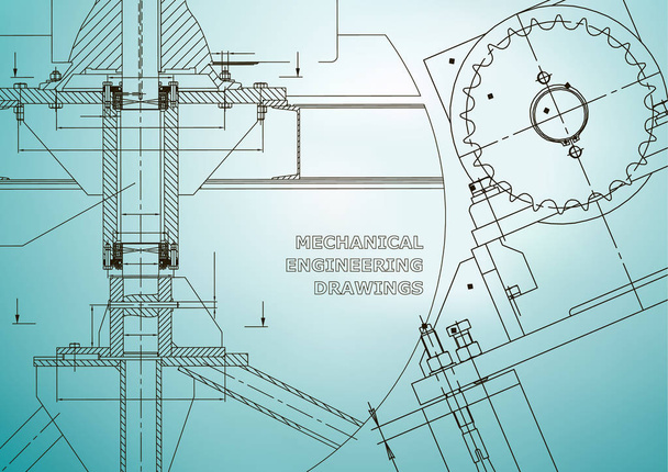 Engineering backgrounds. Technical. Mechanical engineering drawings. Blueprints. Light blue - Vector, Image