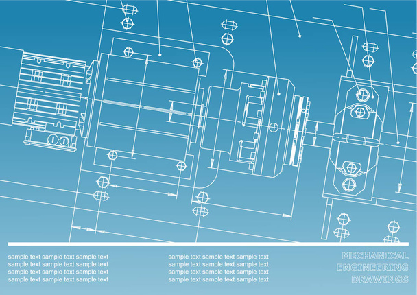 Mechanical engineering drawings on a light blue and white background. Vector. Background for inscription - Vector, Image