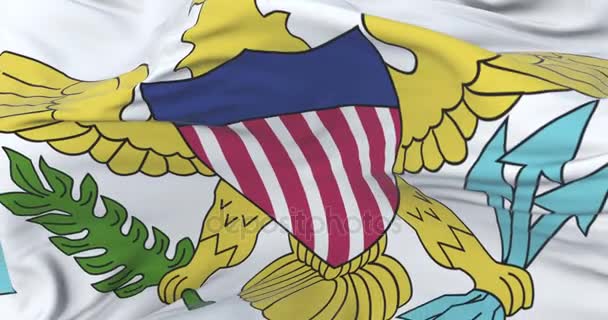Amerika Birleşik Devletleri Virgin Adaları Mavi gökyüzü ile bayrak, rüzgarda sallayarak yavaş döngü - Video, Çekim