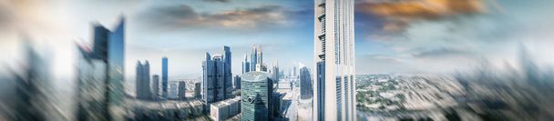 Воздушный панорамный вид на центр города на закате, Дубай
. - Фото, изображение