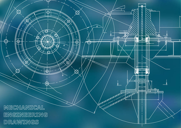 機械工学の図面。ベクトル。ブルー - ベクター画像