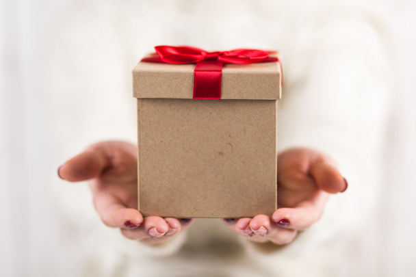 Present box in womans hands - Photo, Image