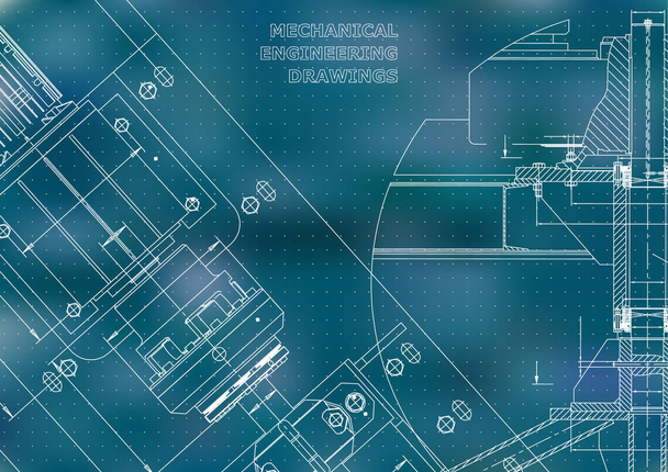 Blueprints. Mechanical construction. Technical Design. Cover. Banner. Blue. Points - Vector, Image