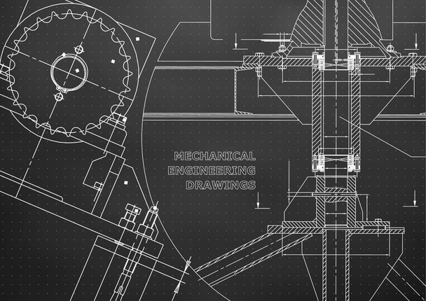 Blueprints. Mechanical construction. Technical Design. Engineering illustrations. Banner. Black. Points - Vector, Image