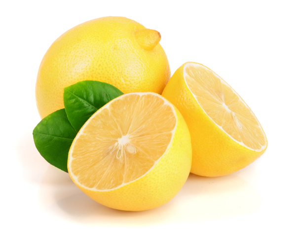 citron a plátek s listy izolované na bílém pozadí - Fotografie, Obrázek
