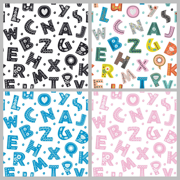 ensemble de motifs sans couture avec des lettres dans le style scandinave illustration vectorielle, eps
 - Vecteur, image