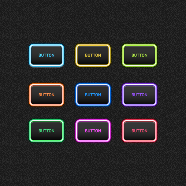 Colored buttons on black background. - Vector, Imagen