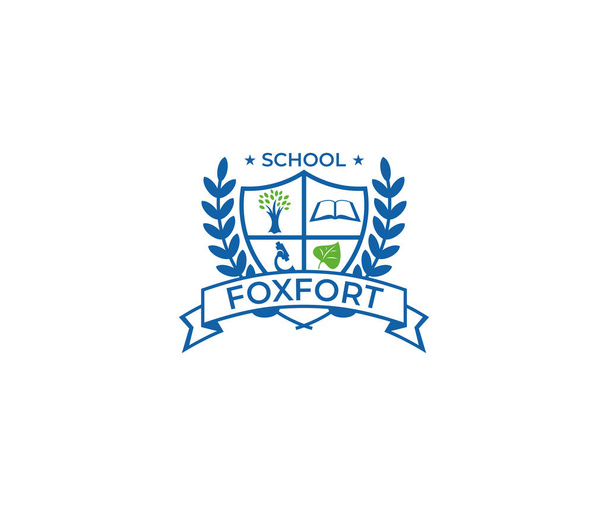 Szablon Logo szkoły Crest. Projekt wektor edukacji. Uniwersytet godło ilustracja - Wektor, obraz