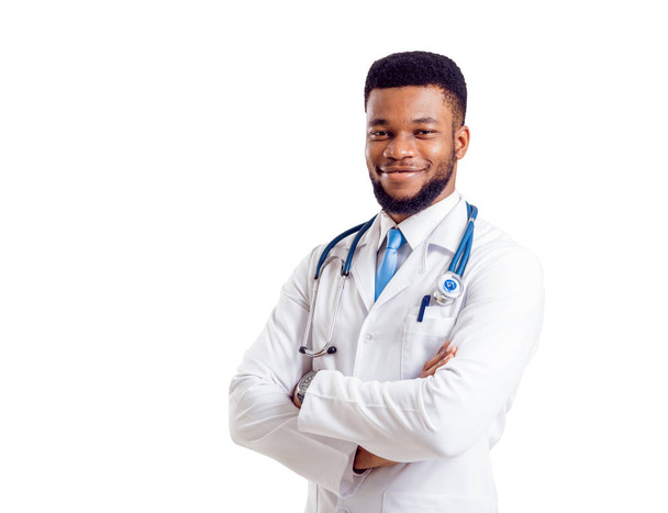 African american doctor isolated on white - Φωτογραφία, εικόνα