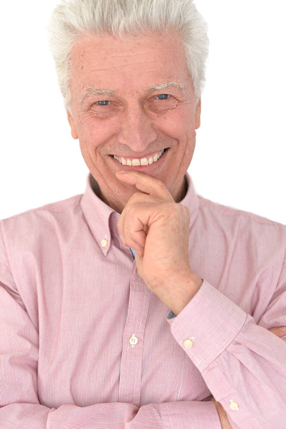 Portrait of senior man isolated on white background - Photo, Image