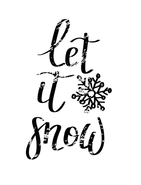 Let it snow grunge vector lettering Christmas design - Вектор, зображення