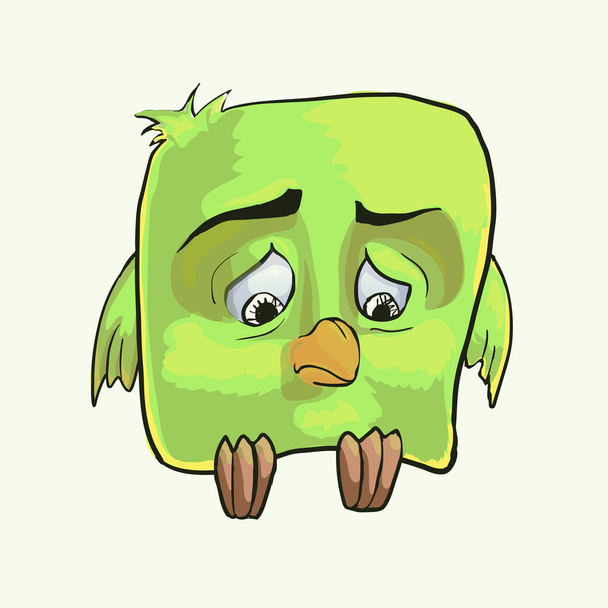 Sad green bird. Vector illustration. - Vector, Image