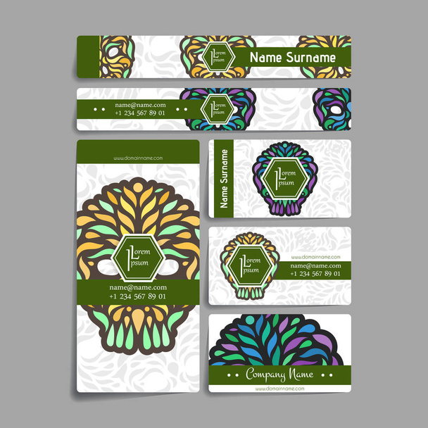 Set of vector design templates. Business card with circle ornament. - Vector, Image