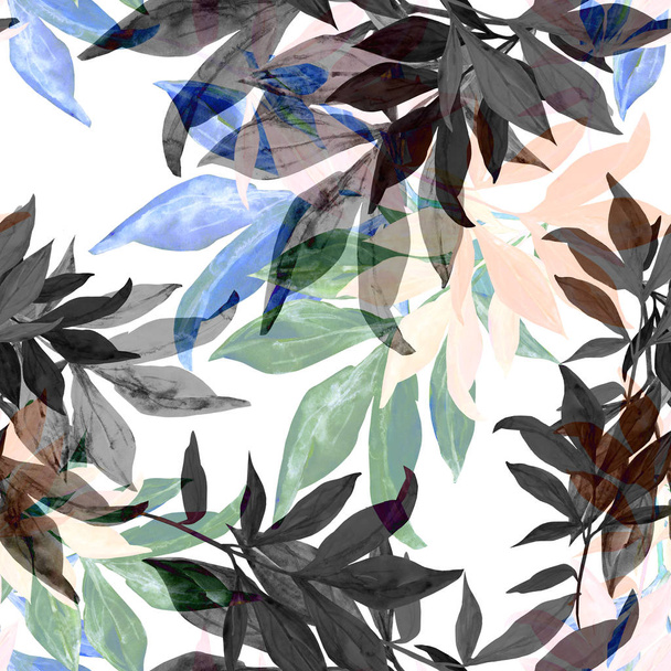Watercolor seamless pattern of autumn leaves  - Photo, Image