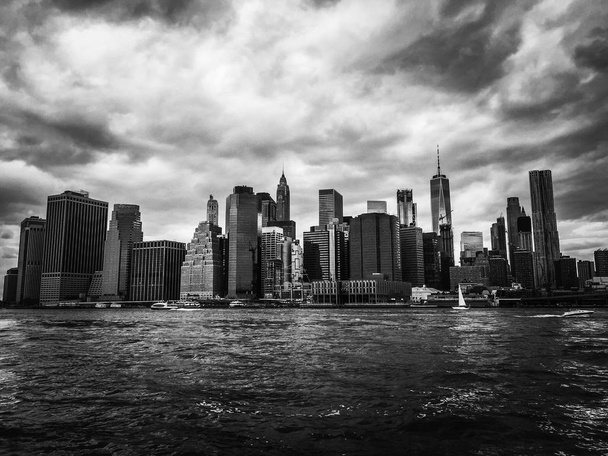 New York City and river in black and white - Photo, Image