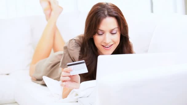 Caucasian Female Home Online Shopping - Footage, Video
