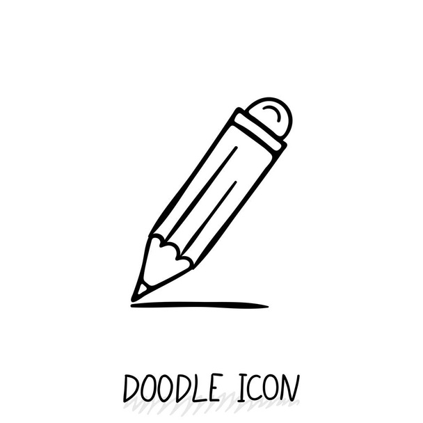 Wektor Doodle ikonę ołówka. Ołówek z gumką. - Wektor, obraz