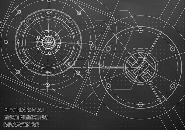 Mechanical engineering drawings. Vector background. Black. Points - Vector, Image