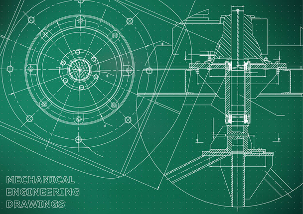 Mechanical engineering drawings. Vector. Light green. Points - Vector, Image