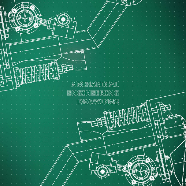 Mechanical engineering the drawing. Technical illustrations. The drawing for technical design. Cover, place for inscriptions. Light green. Points - Vector, Image