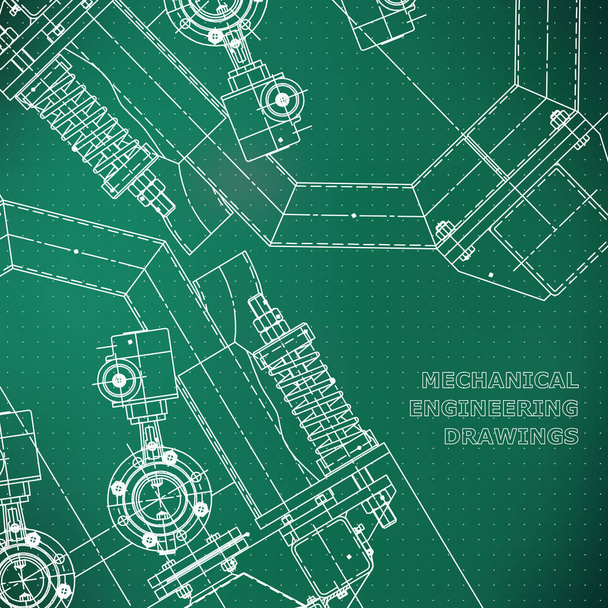 Mechanical engineering the drawing. Technical illustrations. The drawing for technical design. Cover. Light green. Points - Vector, Image