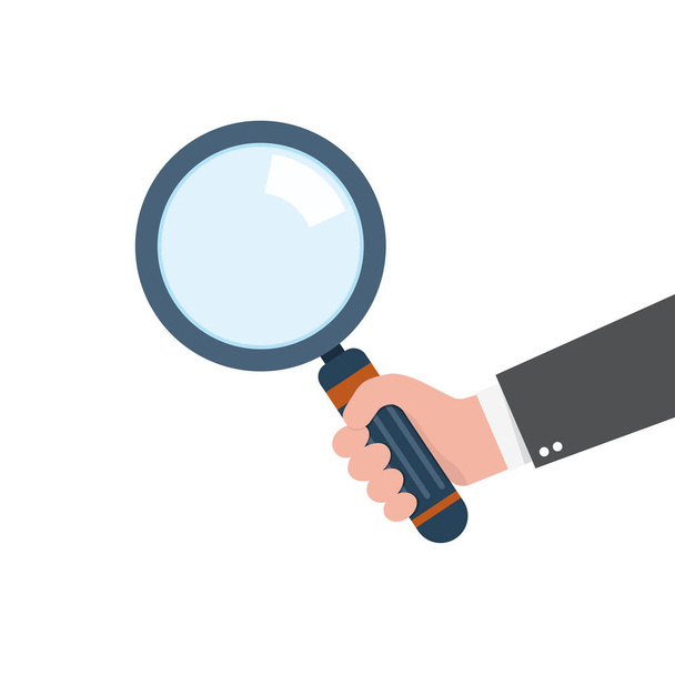 Magnifying glass in the hand. Vector illustration. - Vector, Image