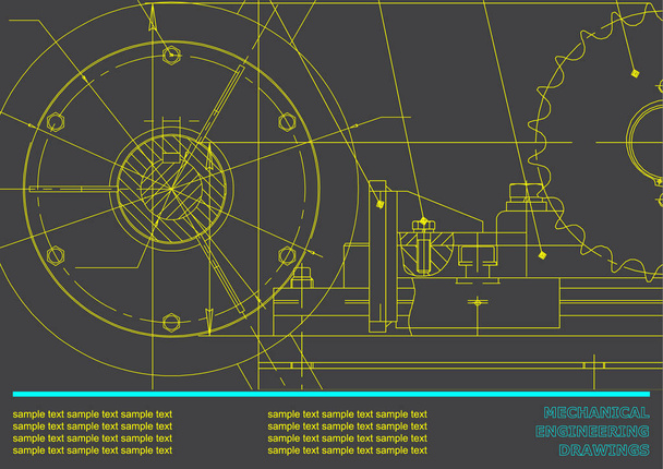 Vector drawing. Mechanical drawings on a gray background. Engineering - Vector, Image