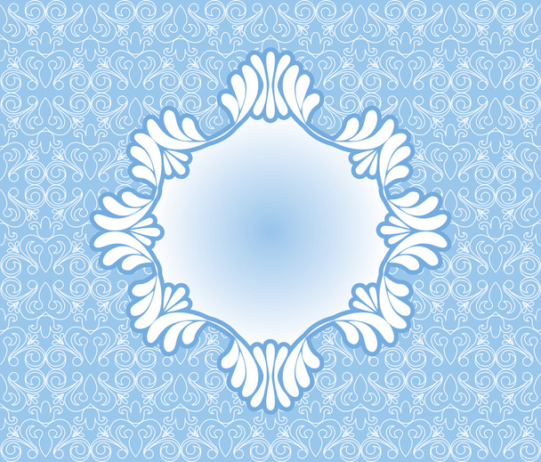 Vintage blue frame on damask background - Vetor, Imagem