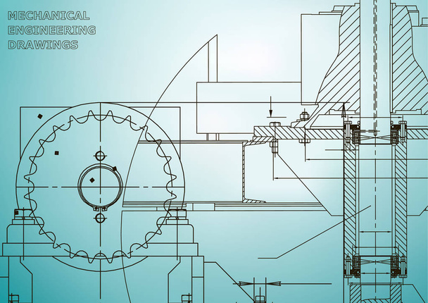 Blueprints. Engineering backgrounds. Mechanical engineering drawings. Cover. Technical Design. Light blue - Vector, Image