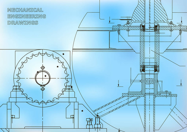 Blueprints. Mechanical construction. Engineering illustrations. Technical Design. Banner. Blue - Vector, Image