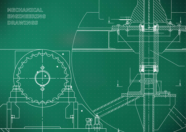 Blueprints. Mechanical construction. Engineering illustrations. Technical Design. Banner. Light green. Points - Vector, Image