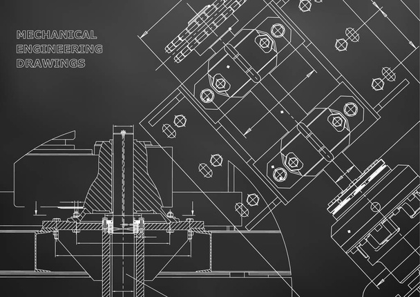 Blauwdrukken. Mechanische constructie. Technisch ontwerp. Engineering Cover. Banner. Zwart - Vector, afbeelding