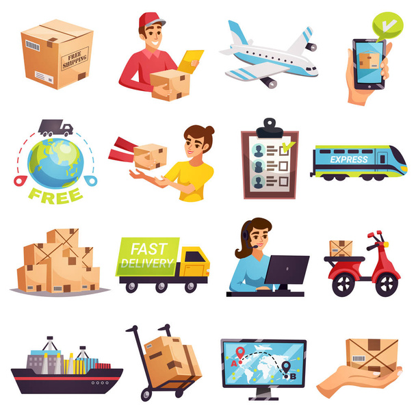Conjunto de iconos de entrega de envío mundial
 - Vector, imagen