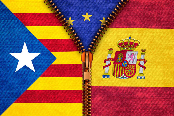 Vetoketju jakaa Katalonian ja Espanjan Euroopan kanssa taustalla
. - Valokuva, kuva