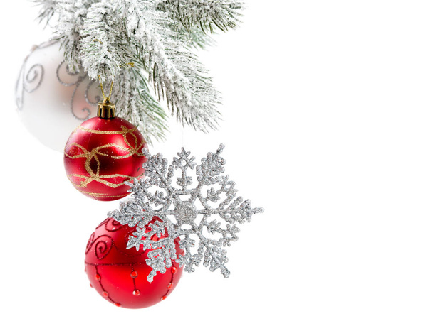 Christmas balls ornaments on white background - Photo, Image